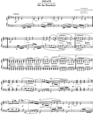 Beethoven Sonata No. 1 Opus 27 [Cm] score for Piano